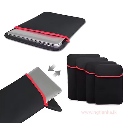 7inch Neoprene Soft Laptop Sleeve – Black with Red Trim Shock-Resistant Protective Pouch