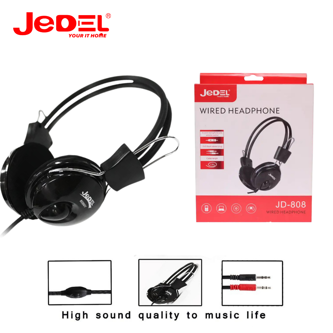 JEDEL JD808 Headphones – Over-Ear Wired Headset with Clear Sound & Comfortable Fit 2